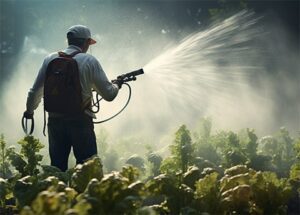 man spraying paraquat on a field